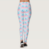 Blush Pink Aqua Blue Wave Circles Art Patroon Leggings (Achterkant)