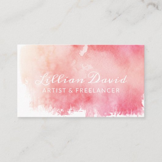 Blush Pink Aquarel Wash Artistiek Visitekaartje (Voorkant)