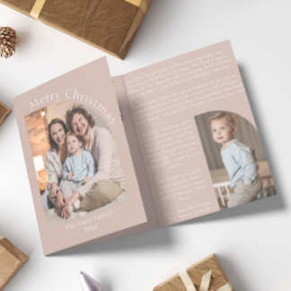 Blush Pink Arch Jaar in de Review Familie Update Drieluik Wenskaart