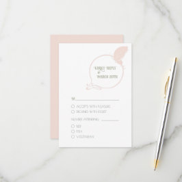 Blush Pink  Art Nouveau Butterfly Wedding RSVP Kaartje