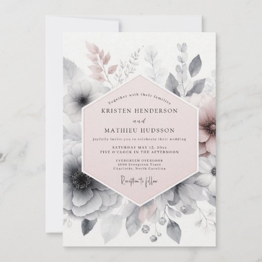 Blush Pink Atmospheric Romantic Wedding Kaart (Voorkant)