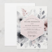 Blush Pink Atmospheric Romantic Wedding Kaart (Voorkant / Achterkant)
