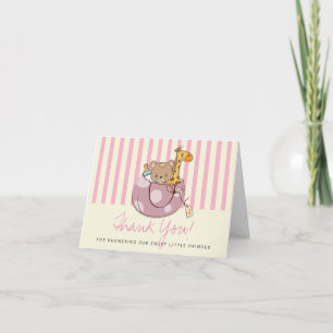 Blush Pink Baby Animals Baby shower Dank u wel Bedankkaart