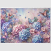 Blush Pink Baby Blue Floral Butterfies Decoupage  Tissuepapier (Voorkant)