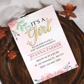 Blush Pink Baby Het is een meisje douche Waterverf Kaart