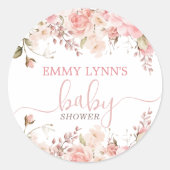 Blush Pink Baby In Bloom Baby Shower  Ronde Sticker (Voorkant)