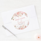 Blush Pink Baby In Bloom Baby Shower  Ronde Sticker (Envelop)