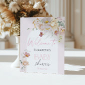 Blush Pink Baby in Bloom Bloemen Welkom Poster