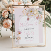 Blush Pink Baby in Bloom Bloemen Welkom Poster