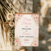 Blush Pink Baby in Bloom Floral Welcome Poster