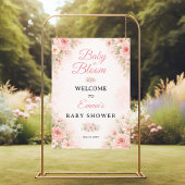 Blush Pink Baby in Bloom Floral Welcome Poster