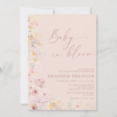 Blush Pink Baby In Bloom Wildflower QR Baby Shower Kaart (Voorkant)