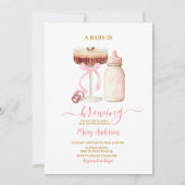Blush Pink Baby Is Brewing Milk Bottle Baby Shower Kaart (Voorkant)