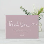 Blush Pink Baby Meisje Douche Script Hart Bedankkaart (Staand voorkant)