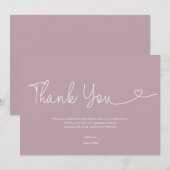 Blush Pink Baby Meisje Douche Script Hart Bedankkaart (Voorkant / Achterkant)