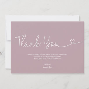 Blush Pink Baby Meisje Douche Script Hart Bedankkaart
