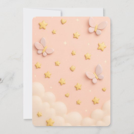 Blush Pink Baby Meisje Douche Uitnodigen Kaart (Achterkant)