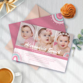 Blush Pink Baby Meisje Onederful 1st Verjaardag Fo Kaart
