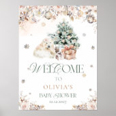 Blush Pink Baby Polar Beer Baby shower Welkom Poster (Voorkant)