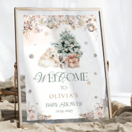 Blush Pink Baby Polar Beer Baby shower Welkom Poster