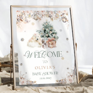 Blush Pink Baby Polar Beer Baby shower Welkom Poster