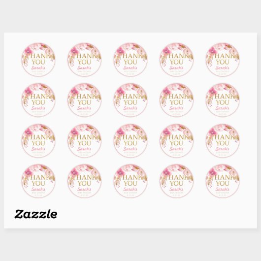 Blush Pink Baby shower Dank u Sticker (Vel)