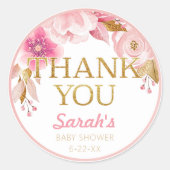 Blush Pink Baby shower Dank u Sticker (Voorkant)