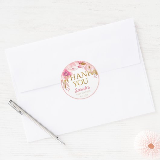 Blush Pink Baby shower Dank u Sticker (Envelop)