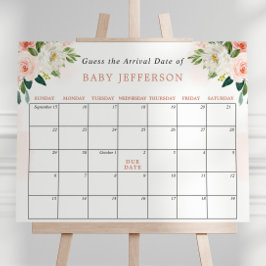 Blush Pink Baby shower Guess Due Date Calendar Poster