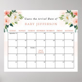 Blush Pink Baby shower Guess Due Date Calendar Poster (Voorkant)