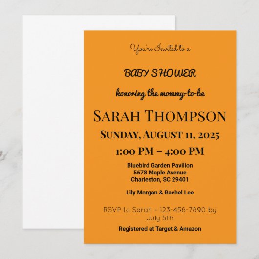 Blush Pink Baby shower Uitnodiging voor een jongen (Voorkant / Achterkant)