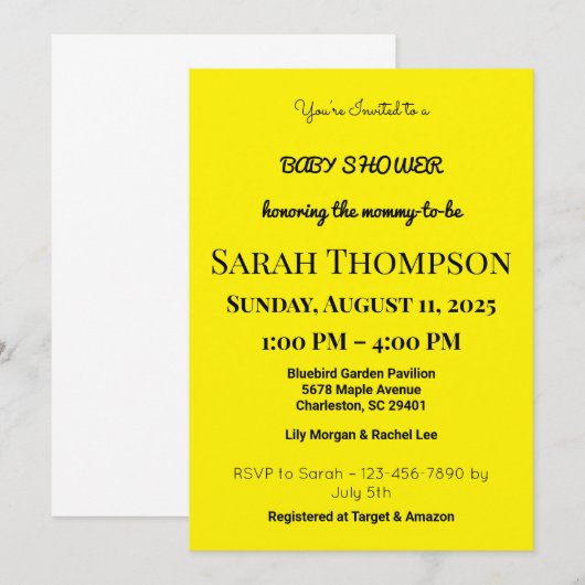 Blush Pink Baby shower Uitnodiging voor een jongen (Voorkant / Achterkant)