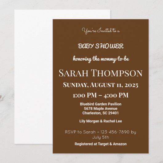 Blush Pink Baby shower Uitnodiging voor een jongen (Voorkant / Achterkant)