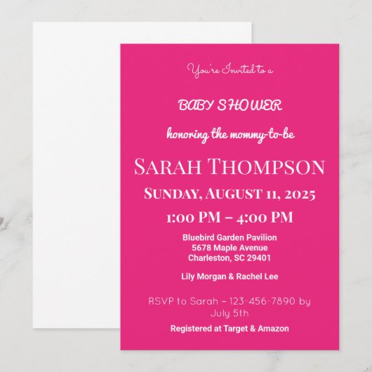 Blush Pink Baby shower Uitnodiging voor een jongen (Voorkant / Achterkant)