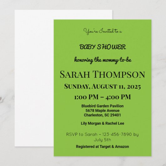 Blush Pink Baby shower Uitnodiging voor een jongen (Voorkant / Achterkant)