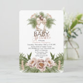 Blush Pink Baby Sprinkle Winter Floral Baby shower Kaart (Staand voorkant)