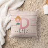 Blush Pink Ballerina Monogram D – Gepersonaliseerd Kussen (Deken)