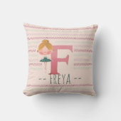 Blush Pink Ballerina Monogram F – Personalized Art Kussen (Voorkant)