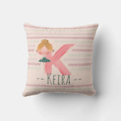 Blush Pink Ballerina Monogram K – Gepersonaliseerd Kussen (Achterkant)