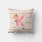 Blush Pink Ballerina Monogram K – Gepersonaliseerd Kussen (Voorkant)