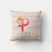 Blush Pink Ballerina Monogram P – Gepersonaliseerd Kussen (Voorkant)