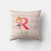 Blush Pink Ballerina Monogram R – Personalized Art Kussen (Achterkant)