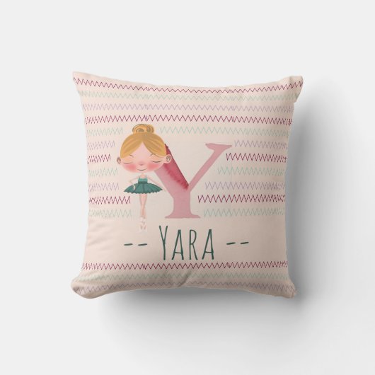 Blush Pink Ballerina Monogram Y – Personalized Art Kussen (Voorkant)