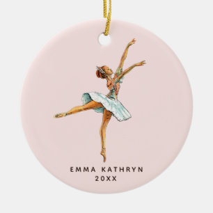Blush Pink Ballerina Nutkraker Gepersonaliseerd me Keramisch Ornament