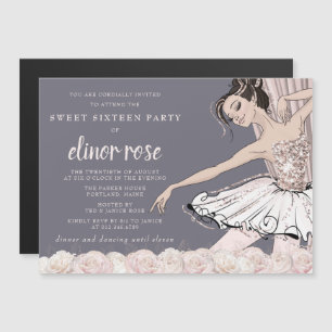 Blush Pink Ballerina Sweet 16 Party Magnetische Uitnodiging