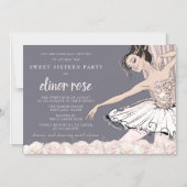 Blush Pink Ballerina Sweet 16 Party Magnetische Uitnodiging (Voorkant)
