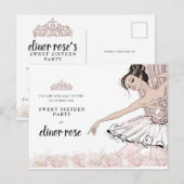 Blush Pink Ballerina Sweet 16 Party Uitnodiging Briefkaart (Voorkant / Achterkant)
