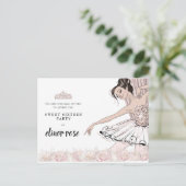 Blush Pink Ballerina Sweet 16 Party Uitnodiging Briefkaart (Staand voorkant)
