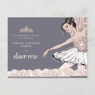 Blush Pink Ballerina Sweet 16 Party Uitnodiging Briefkaart