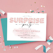 Blush Pink ballon Surprise Birthday Party Kaart